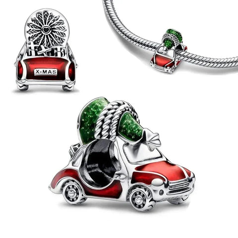 Silver Red Car Christmas Tree Top Charm - Pandora Silver Red Car Christmas Tree Top Charm Accent