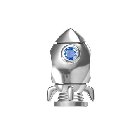 Silver Rocket Shaped Object With Blue Eyes Charm - Silver Rocket Shaped Object With Blue Eyes Charm