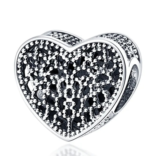 Silver Sparkle Heart Charm