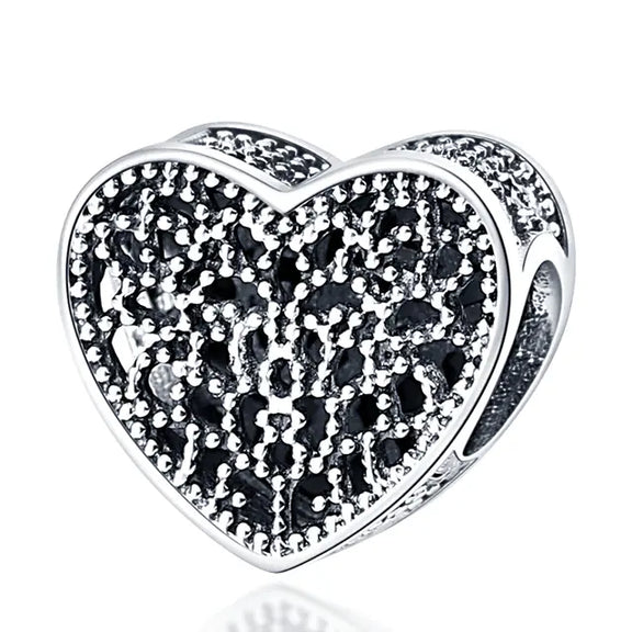 Silver Sparkle Heart Charm - Silver Sparkle Heart Charm