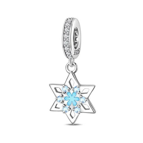 Silver Star David Charm Blue Crystals Cyan - Pandora Silver Star Of David Charm Blue Crystals Cyan Accent