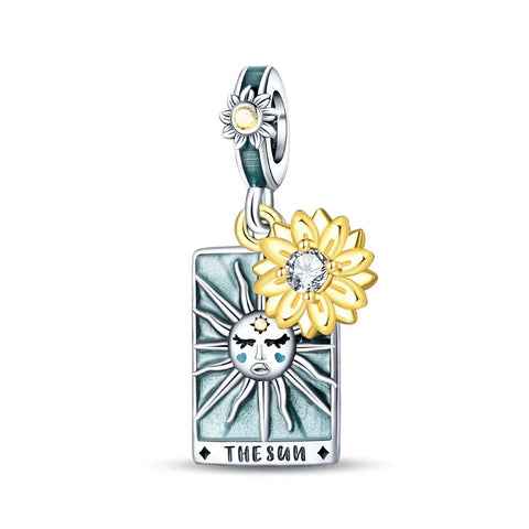 Silver Sun Charm Is Shown Flower Yellow - Pandora Silver Sun Charm Is Shown Flower Yellow Accent
