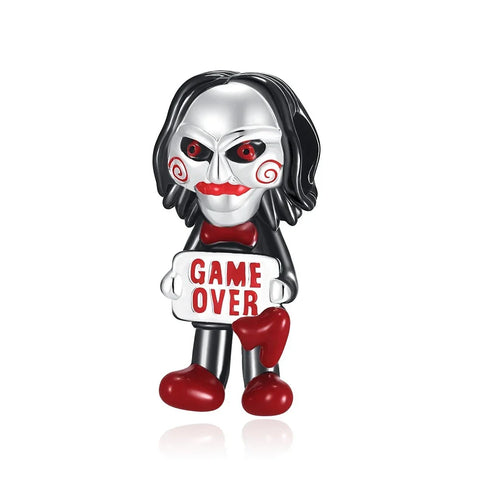 Silver Toy Figure Sign Says Game Over Charm Red Accent Charm - Silver Toy Figure Sign Says Game Over Charm Red Accent Charm - Compatible with Pandora Bracelets