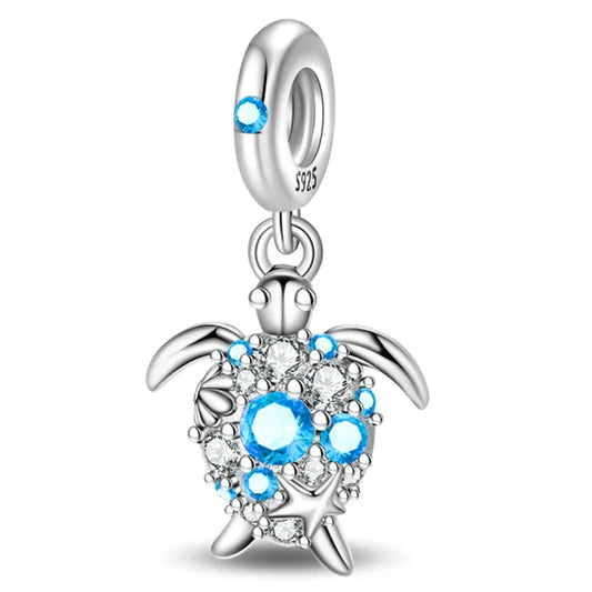 Silver Turtle With Blue Stones Pandora Charm