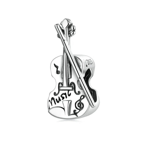 Silver Violin Charm Words Music