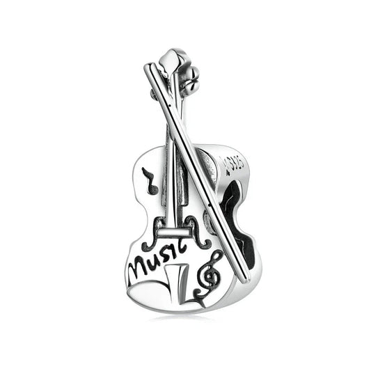 Silver Violin Charm Words Music