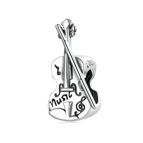Pandora Silver Violin Charm Words Music