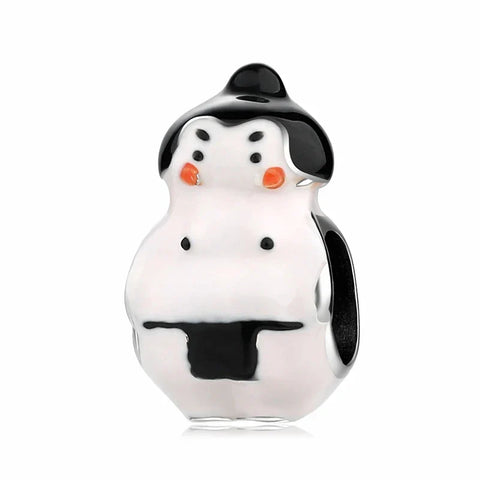 Silver White Black Doll Hat Charm Red Accent - Pandora Silver White And Black Doll With Hat Charm Red Accent