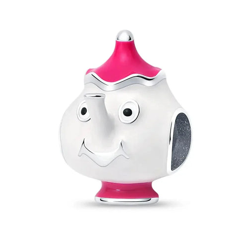 Silver White Pink Charm Hat Accent Charm - Silver White Pink Charm Hat Accent Charm - Compatible with Pandora Bracelets