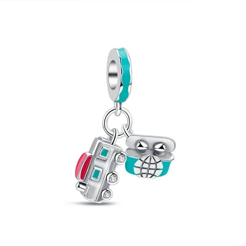 Silver With Blue And Turquoise Owl Charm