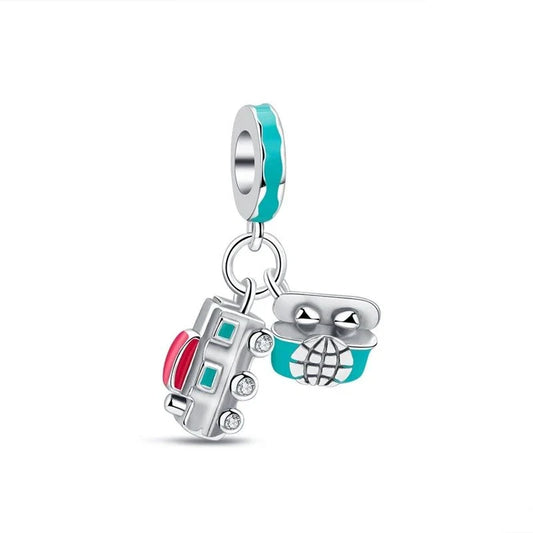 Silver With Blue And Turquoise Owl Charm