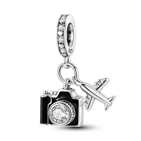 Silver With Camera And Airplane Charm