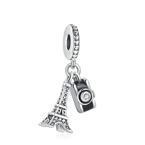Silver With Camera And Eiffel Tower Charm