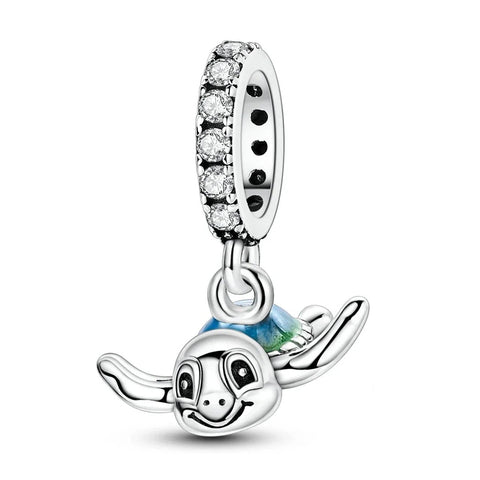 Silver  Cute Turtle Charm - Silver  Cute Turtle Charm