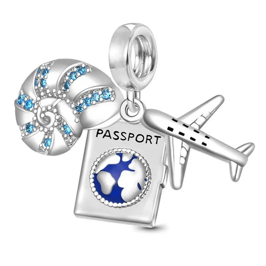 Silver With Passport And An Airplane Charm