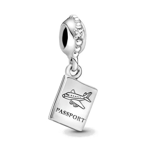 Silver With Passport And Plane Charm - Silver With Passport And Plane Charm