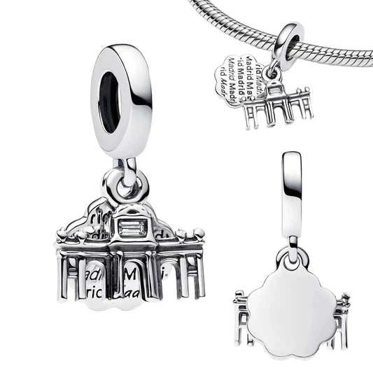 Silver With Picture Of Train And Heart Charm