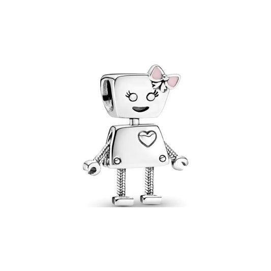Silver Female Robot Charm