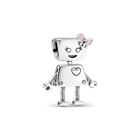 Silver Female Robot Charm - Silver Female Robot Charm