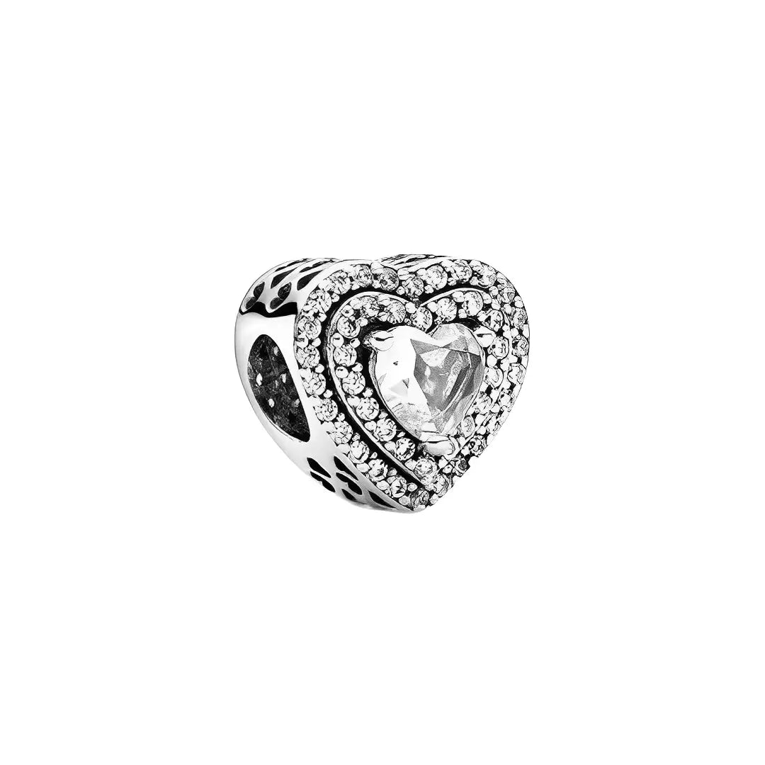 Silver Radiant Heart of Love Charm