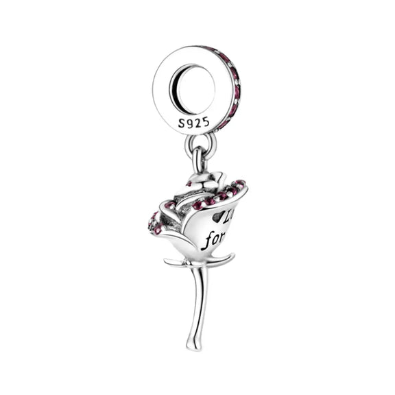 Silver Rose Dangle Charm - Silver Rose Dangle Charm