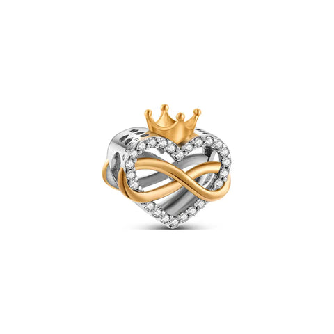 Silver, Rose Gold Entwined Heart and Infinity Charm