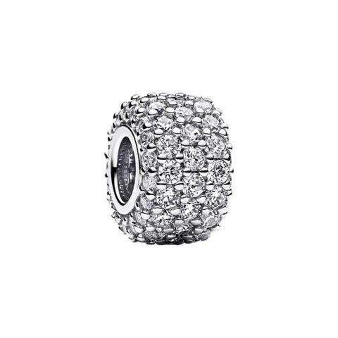 Silver Sparkling Pave Barrel Charm - Silver Sparkling Pave Barrel Charm