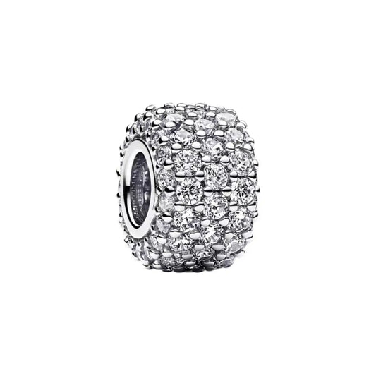 Silver Sparkling Pave Barrel Charm