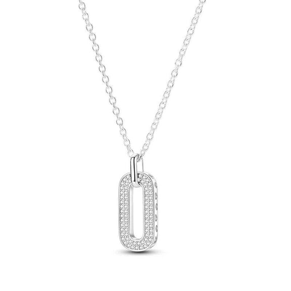 Sleek Rectangular Crystal Pendant Necklace in Sterling Silver - Rectangular crystal pendant necklace in sterling silver.