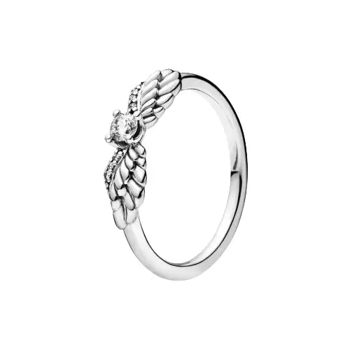Sterling Silver Sparkling Angel Wings cubic zirconia Ring