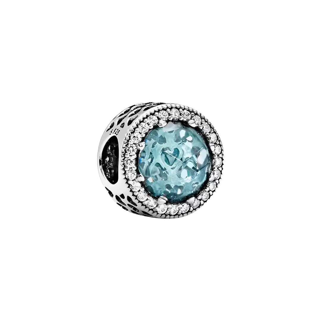 Sparkling Aquamarine Circle Charm