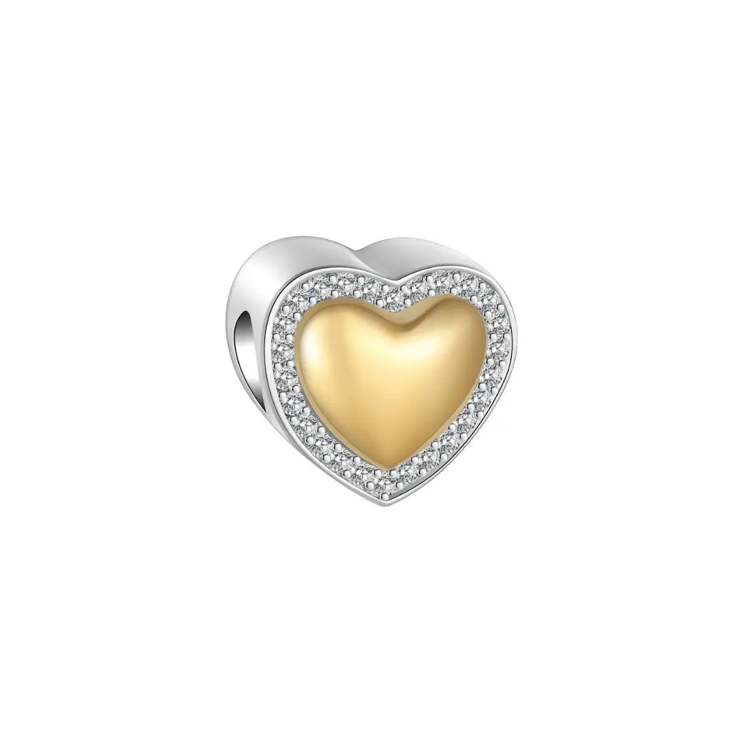 Sparkling Golden Heart Charm