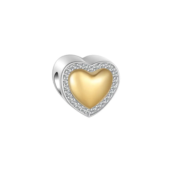 Sparkling Golden Heart Charm - Sparkling Golden Heart Charm