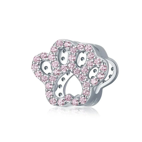 jewlouli Sparkling Paw Print Charm fits pandora bracelet
