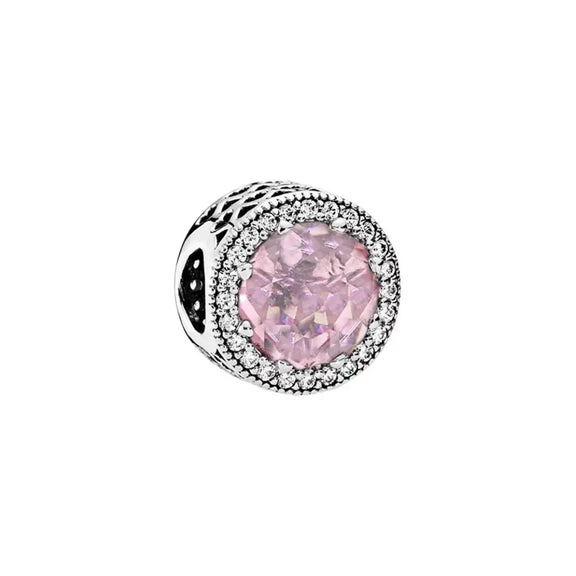 Sparkling Pink Circle Charm - Sparkling Pink Circle Charm