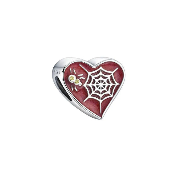 Spider And Web Heart Charm - Spider And Web Heart Charm