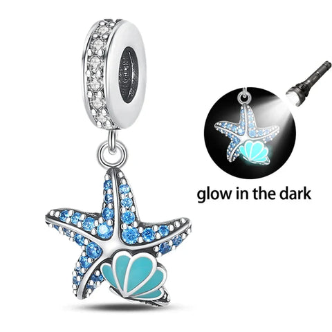 Starfish With Blue Light And Charm - Starfish With Blue Light And Pandora Charm