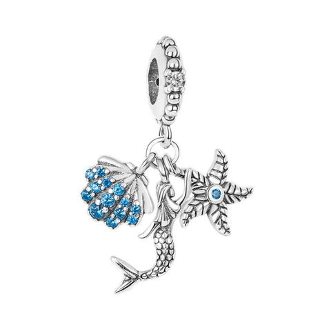 Starfish, Shell and Mermaid Triple Dangle Charm