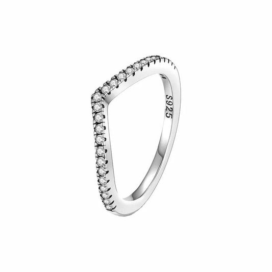 Sterling Silver Sparkling Wishbone Ring