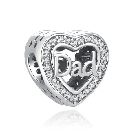 Sterling Silver Dad Heart Charm Bracelets