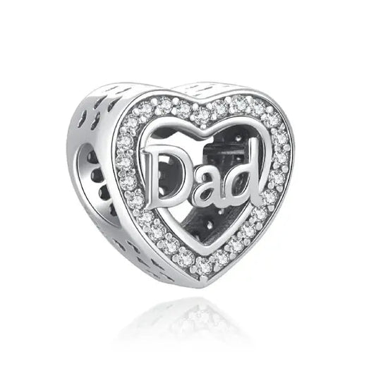 Sterling Silver Dad Heart Charm Bracelets