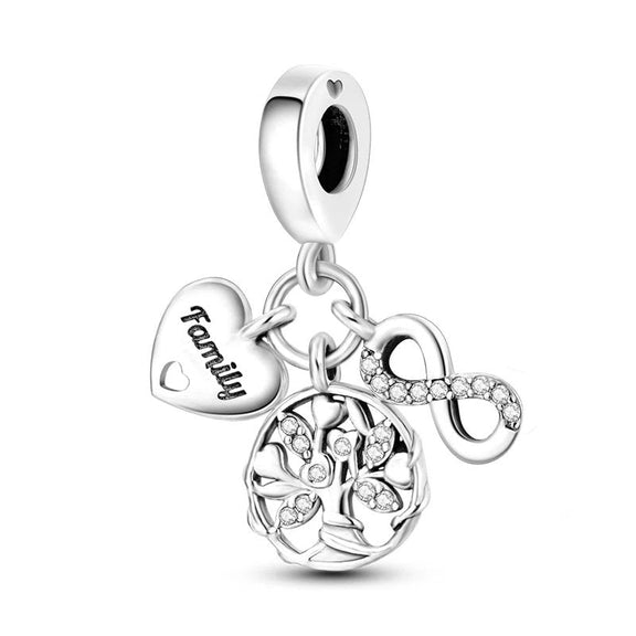 Sterling Silver Family Tree Charm - Sterling silver family tree charm with infinity symbol