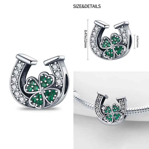 Sterling Silver Horseshoe and Clover Charm Bracelets