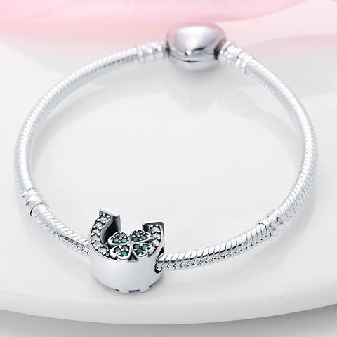 Sterling Silver Horseshoe and Clover Charm Bracelets