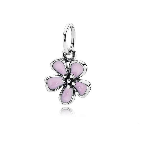 Sterling Silver Pink Flower Charm for Pandora Bracelets - Sterling silver pink flower charm with pink enamel, fits Pandora bracelets