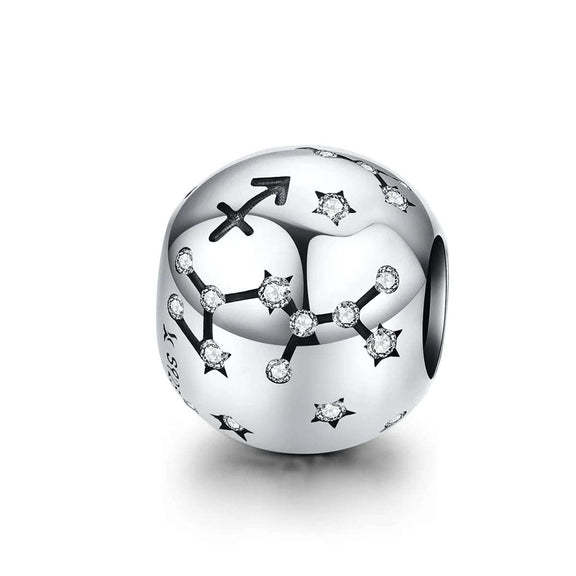 Sterling Silver Sagittarius Constellation Charm for Pandora Bracelets - Sterling silver Sagittarius constellation charm with cubic zirconia, fits Pandora bracelets