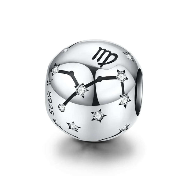 Sterling Silver Virgo Constellation Charm for Pandora Bracelets - Sterling silver Virgo constellation charm with cubic zirconia, fits Pandora bracelets