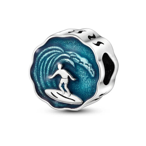Surfer On The Wave Bead Charm - Surfer On The Wave Bead Pandora Charm