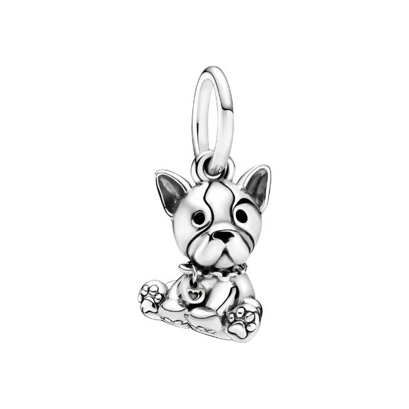 French Bulldog Puppy Charm for Pandora Bracelets - Sterling silver charm of a French Bulldog puppy, fits Pandora bracelets