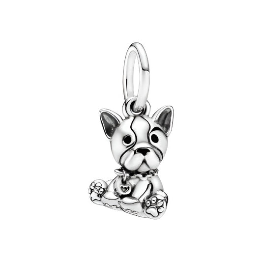 Sterling silver charm of a French Bulldog puppy, fits Pandora bracelets